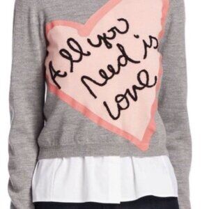 Alice + Olivia Gray and Pink Heart Sweater